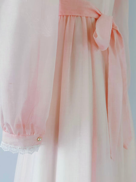 1970s Gunne Sax Blush Pink Lace Victorian Gown