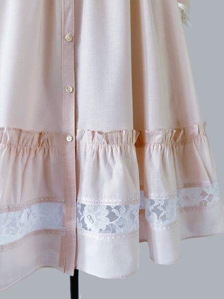 1980s Gunne Sax Blush Pink Midi Dress