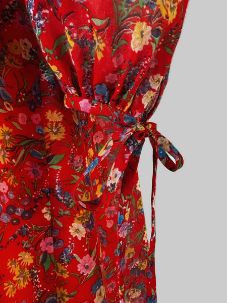 1970s Bohemian Floral Prairie Dress