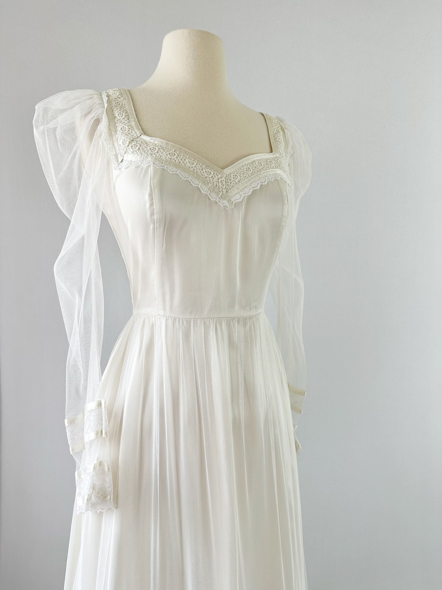 Vintage Gunne Sax Mesh Tulle Gown, c.1970s