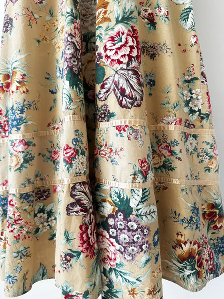 1970s Warm Sand Floral Prairie Dress