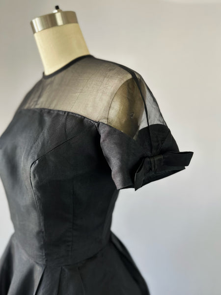 1950s Black Peplum Dress