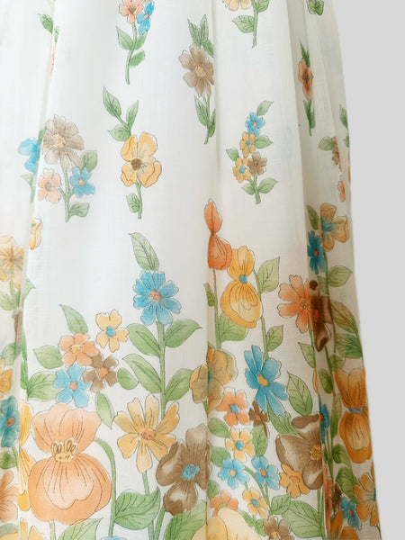 1970s Vintage Floral Prairie Maxi Dress