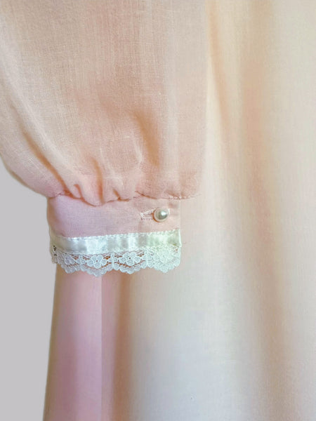 1970s Gunne Sax Romantic Renaissance Bridal Gown in Rosy Peach