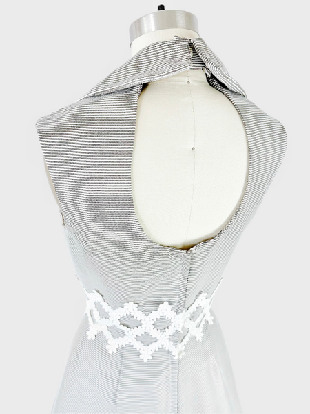1960s Semi-Formal Maxi Gown in Soft Gray