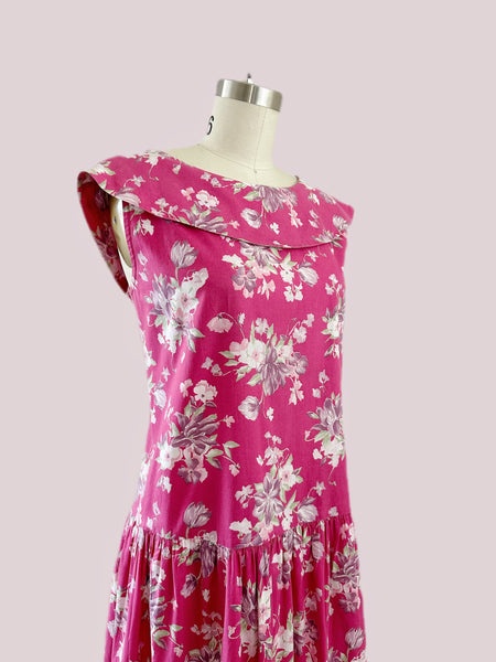 1980's Laura Ashley Pink Freesia Dress