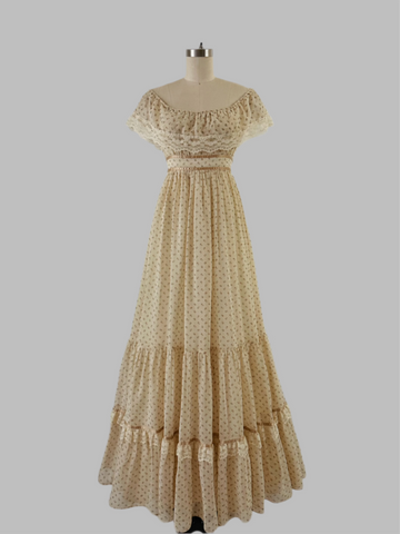 1970s Gunne Sax Off-Shoulder Maxi Dress - Golden Rose