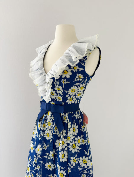 1960s Blue Daisy Dress | NOS