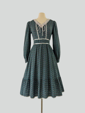 1970s Forest Wildflower Cotton Dress