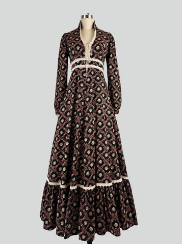 Vintage Gunne Sax Floral Dress Maxi
