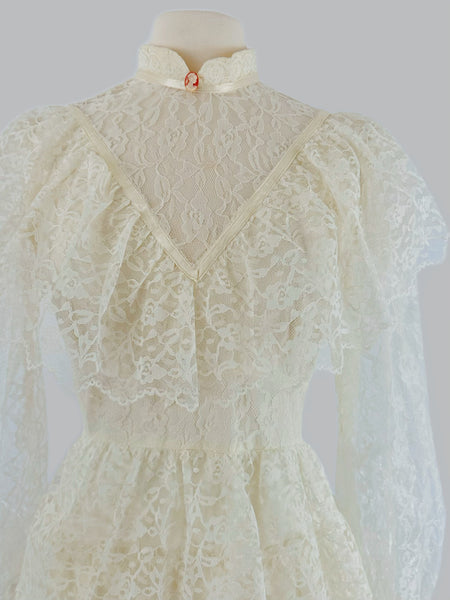 Vintage soft cream lace Victorian dress 