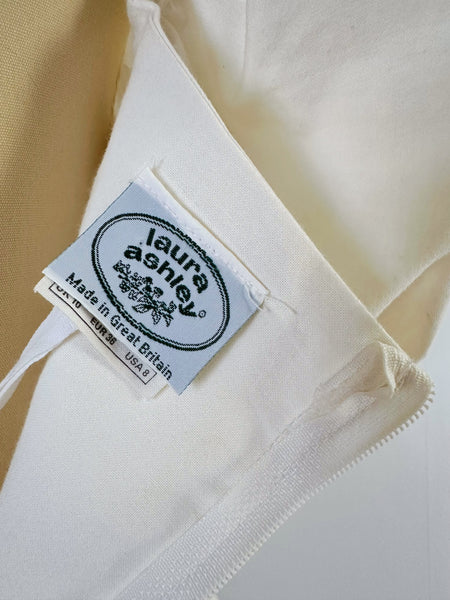 1980s Laura Ashley White Cotton Midi Dress