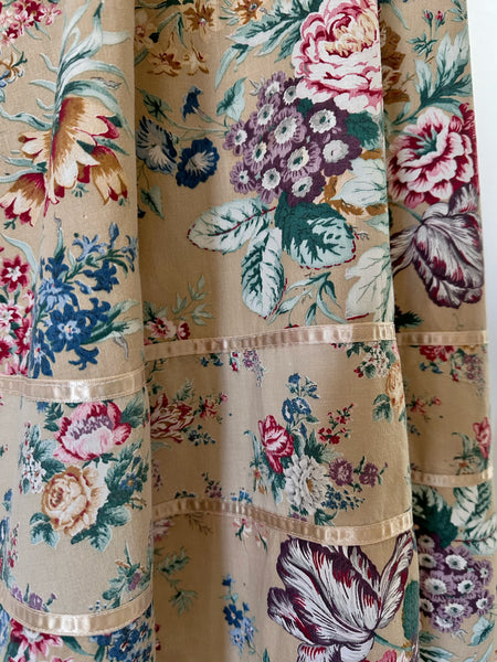 1970s Danuta Honey Beige Floral Dress