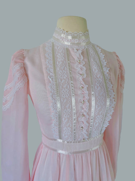 1970s Gunne Sax Pink Dress