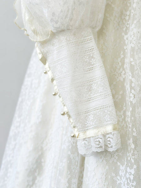 GUNNE SAX Vintage 1970s Ruffled Lace Dress