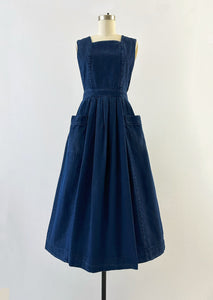 1980s LAURA ASHLEY Denim Pinafore / Jumper Dress