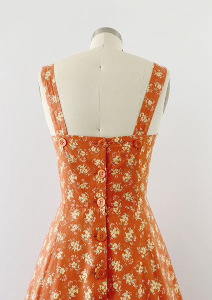 1980s Laura Ashley Floral Print Cotton Dress