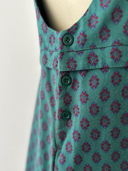 1980s Laura Ashley Printed Pinafore Dress