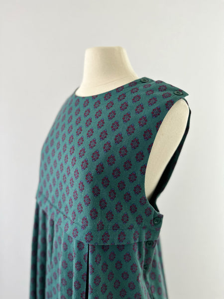 1980s Laura Ashley Printed Pinafore Dress