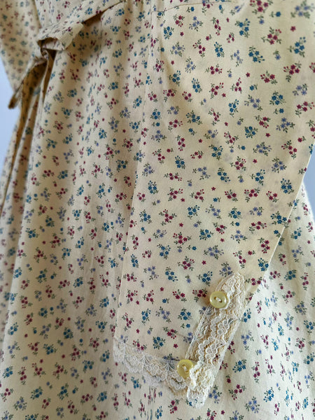 1970s Gunne Sax Prairie Dress with Dramatic Sleeves