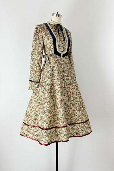 Gunne Sax 1970s Vintage Floral Dress