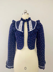 Gunne Sax Vintage 1970s Quilted Cotton Floral Jacket