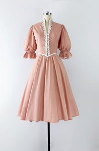 GUNNE SAX Vinage 1980s Pearl-embellished Dress in Dusty Rose