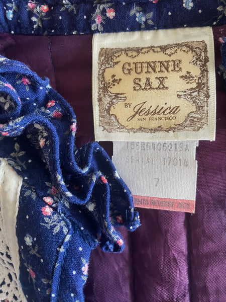 Gunne Sax Vintage 1970s Quilted Cotton Floral Jacket