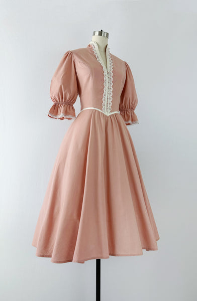 GUNNE SAX Vinage 1980s Pearl-embellished Dress in Dusty Rose
