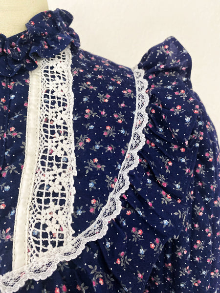 Gunne Sax Vintage 1970s Quilted Cotton Floral Jacket