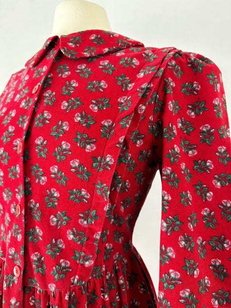 1980s Laura Ashley Vintage Prairie Midi Dress in Roses