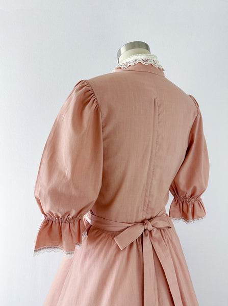 GUNNE SAX Vinage 1980s Pearl-embellished Dress in Dusty Rose