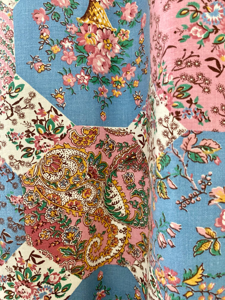 VICKY VAUGHN Vintage 1970s Patchwork Floral Cotton Maxi Dress