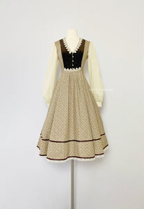 GUNNE SAX | 1970s Vetvet trim Floral Dress
