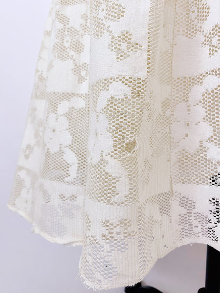 GUNNE SAX | 1970s Cream Embroidered Lace-Trimmed Maxi Dress