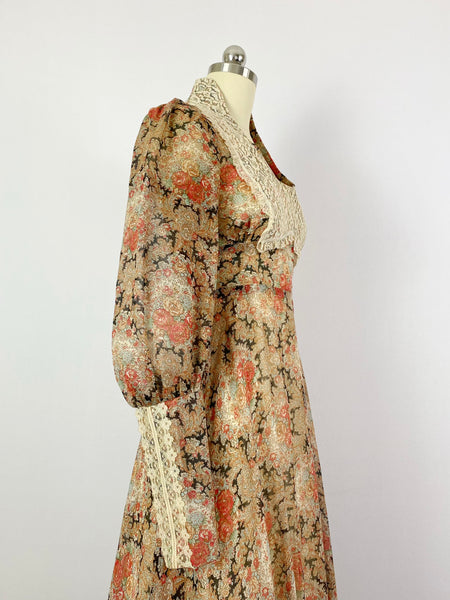 GUNNE SAX Vintage | 1960s/1970s 'Black Label' Floral Maxi Dress