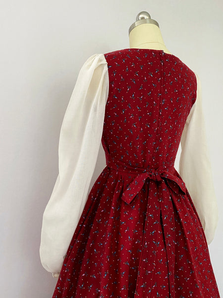 GUNNE SAX | 1970s Lace-Up Floral Dress